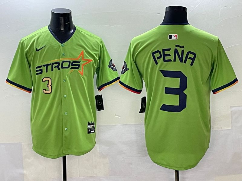 Men Houston Astros #3 Pena Green three generations Joint Name 2025 Nike MLB Jersey style 3->houston astros->MLB Jersey